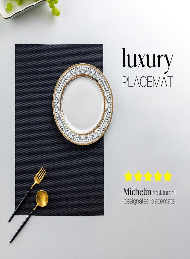LEXMORE Placemats Set of 8 Vinyl/Plastic Woven Place Mats for Kitchen Table Indoor/Outdoor Washable Placemat Wipeable Dining Table Mats(Black) - Image 2